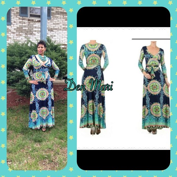 Women's Faux Wrap Maxi Dress - Picture 1 of 1